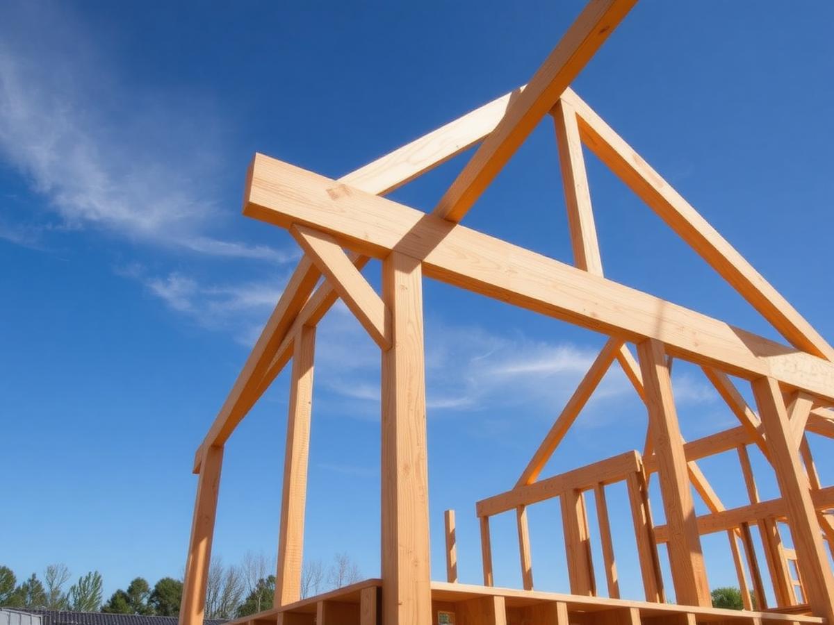 Holzkonstruktion eines Anbaus